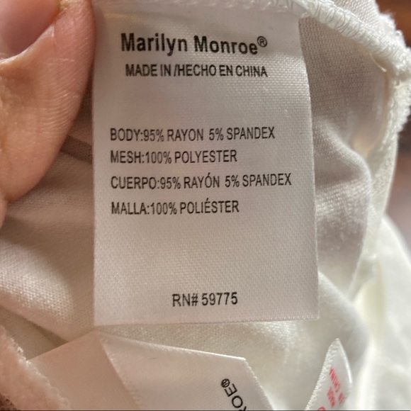 Marilyn Monroe Long Sleeve White Mesh Body Suit Size Small - Picture 3 of 3